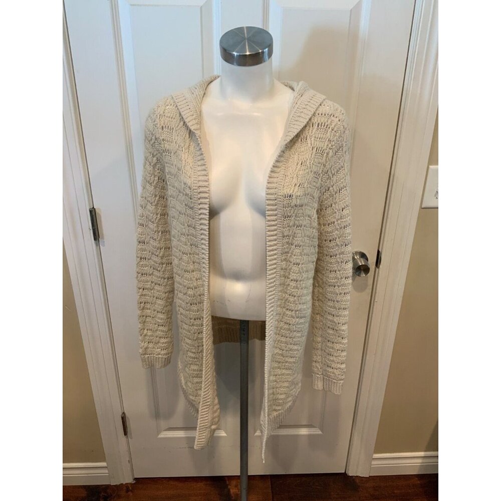 Sleeping On Snow Off-White Hooded Open Knit Oarsin Cardigan, Size XS